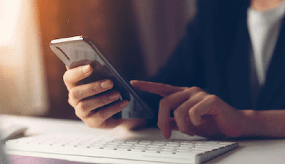 Someone using a smartphone