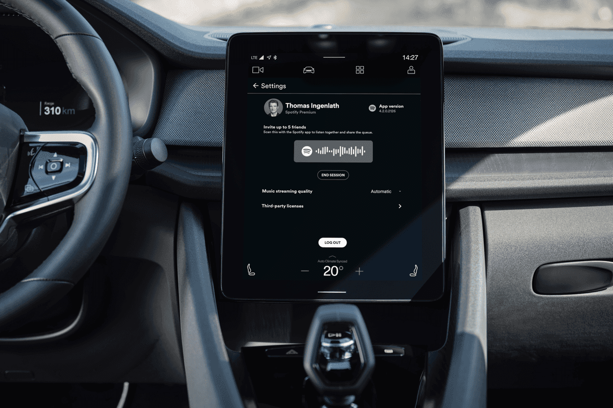 Spotify in the Polestar 2