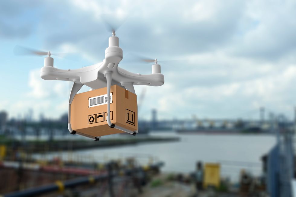 stock image of a delivery drone