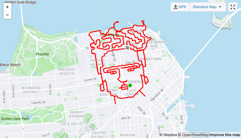 Strava art in San Francisco