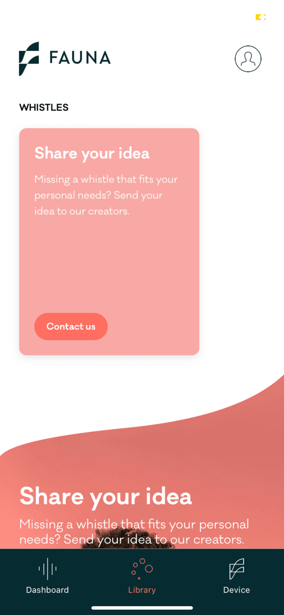 Suggestion screen in app for Fauna whistles.