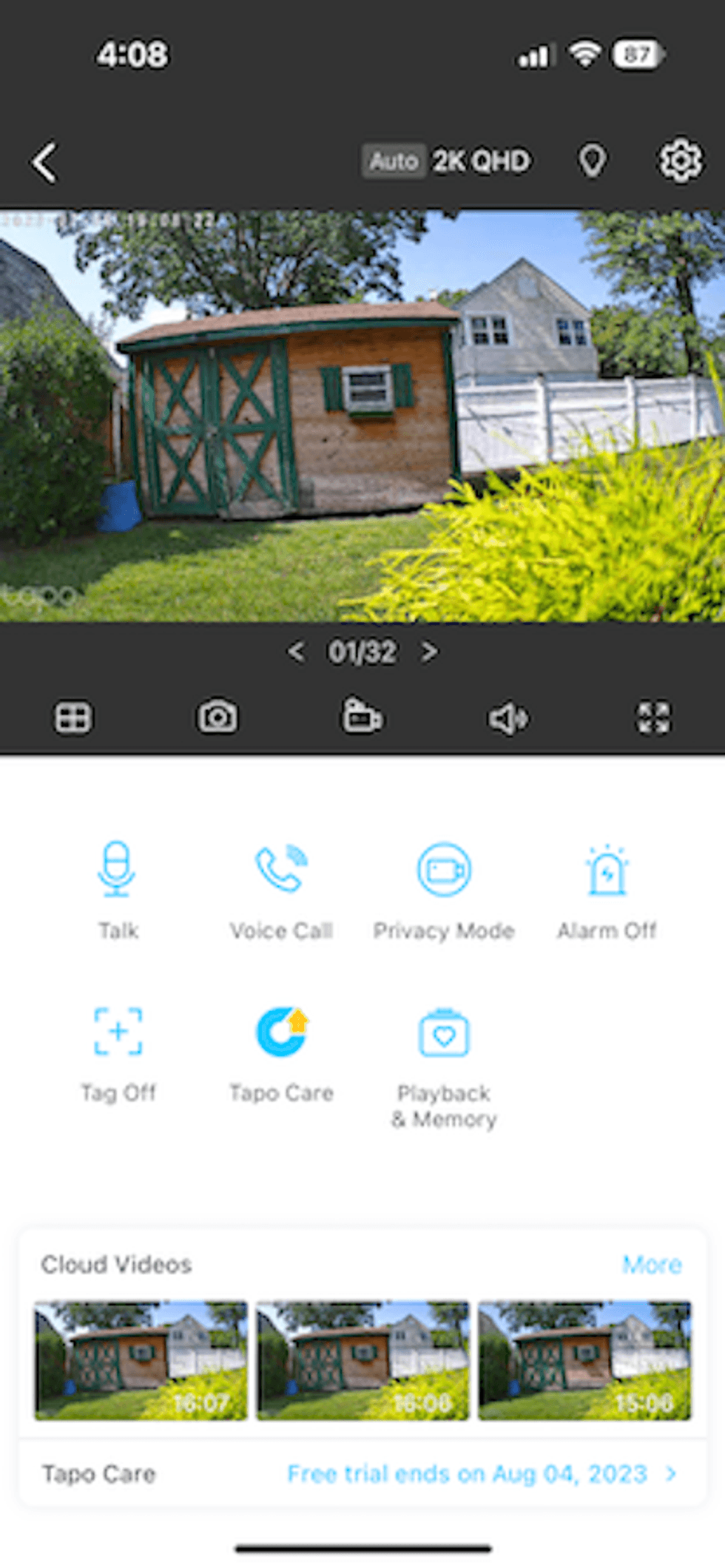 Tapo app homescreen
