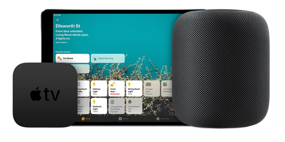 The Apple TV, iPad and HomePod can act as a smart home hub