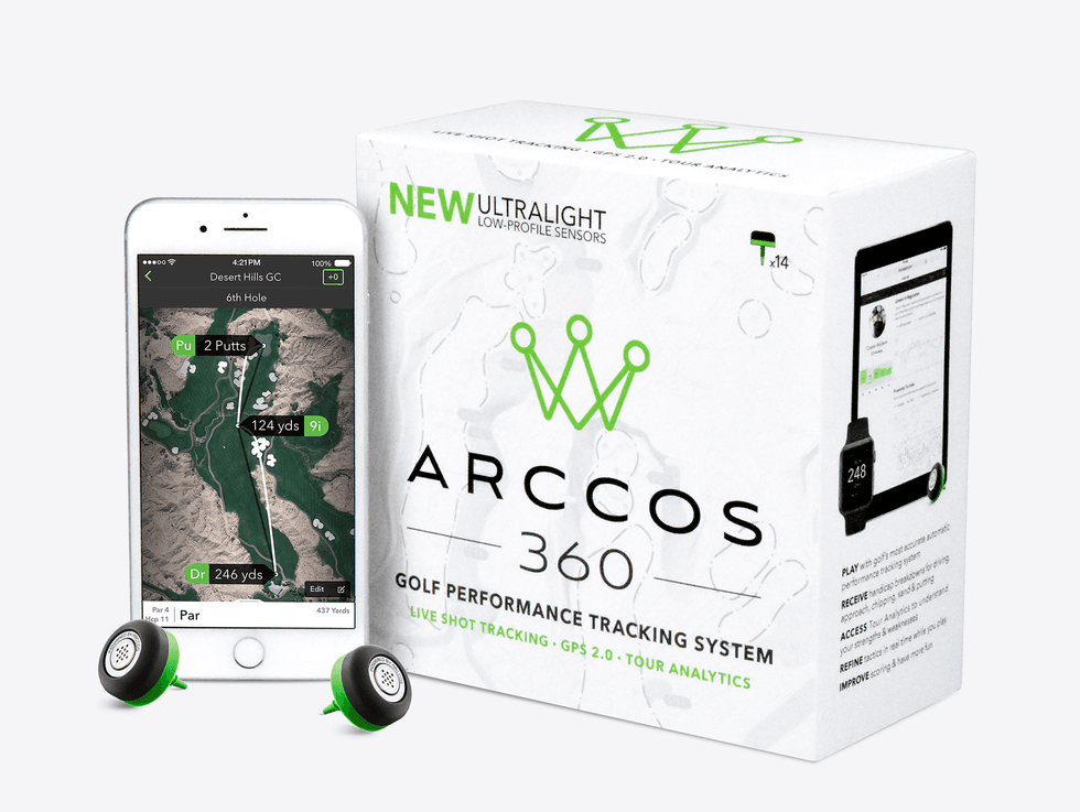The Arccos 360 package next to a smartphone
