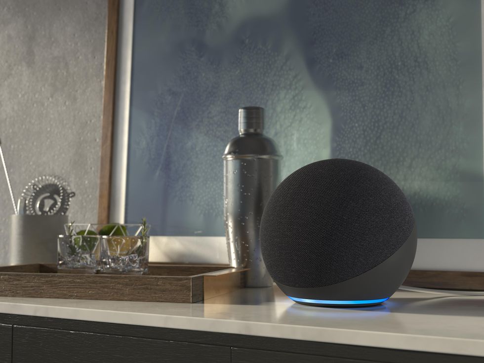 The Echo smart speaker on a shelf