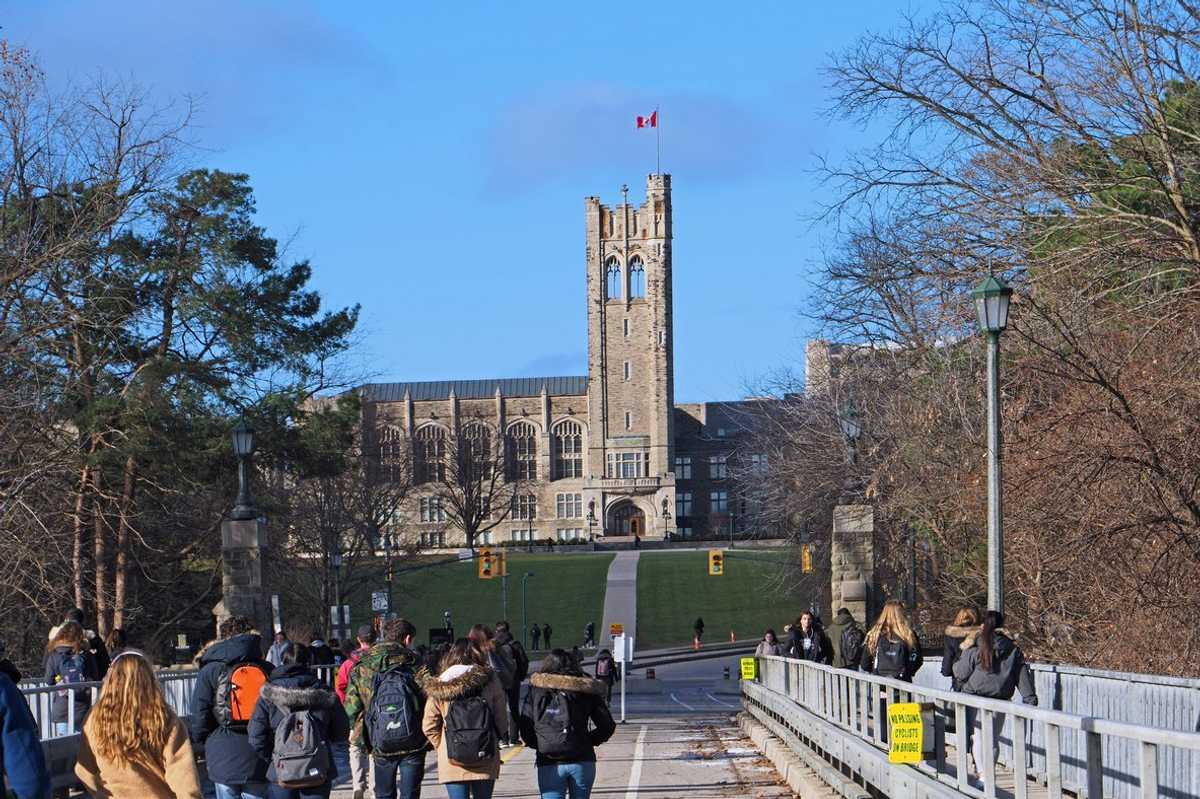 The gothic tower of University College at Canada's Western University stock photo