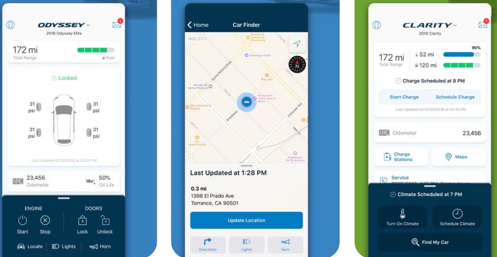The HondaLink app for iPhone