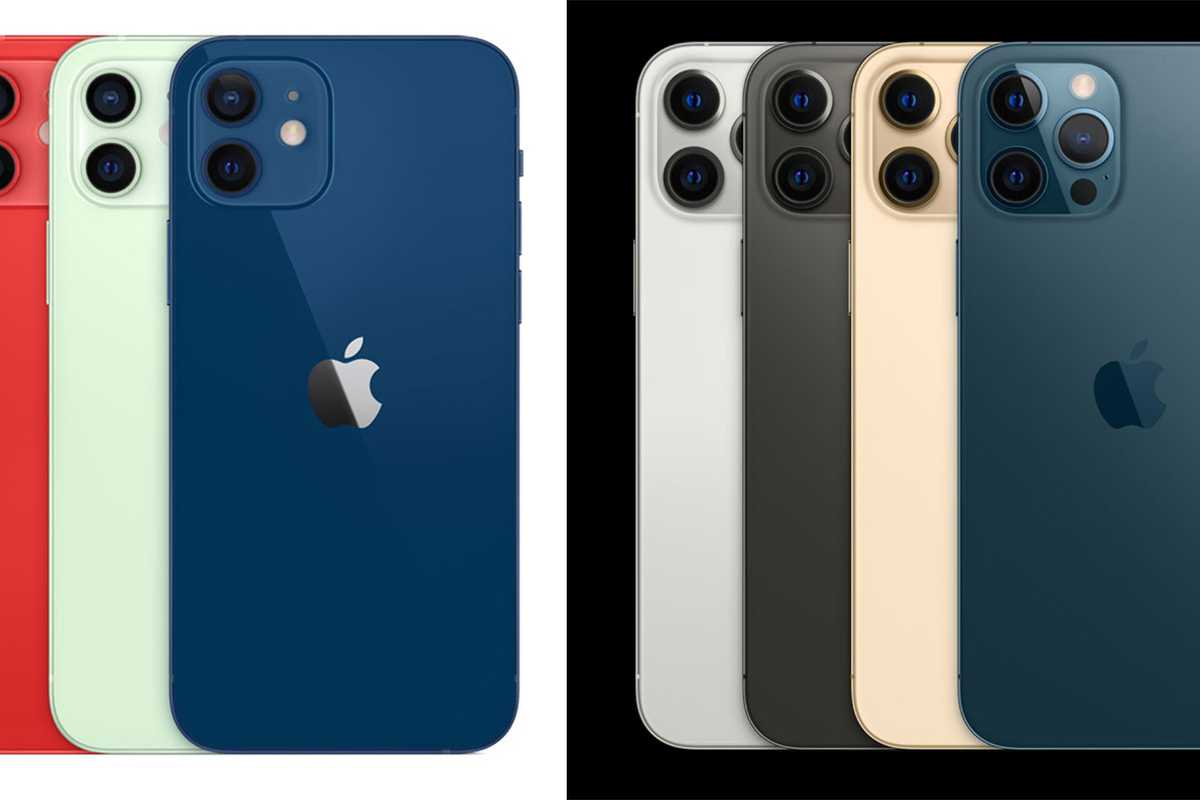 The iPhone 12 (left) and iPhone 12 Pro (right)