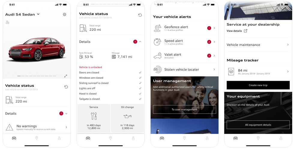 The myAudi app for iPhone and Android