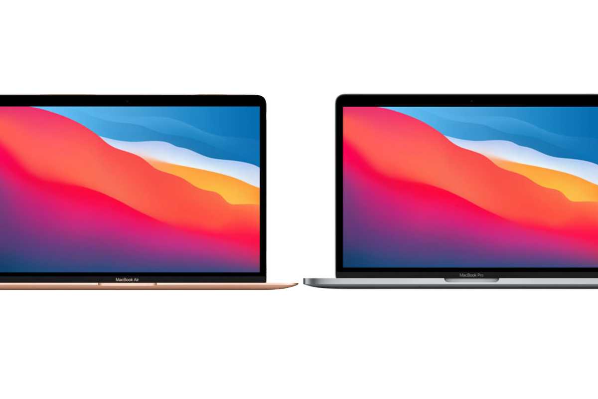 The new 2020 MacBook Air (left) and MacBook Pro