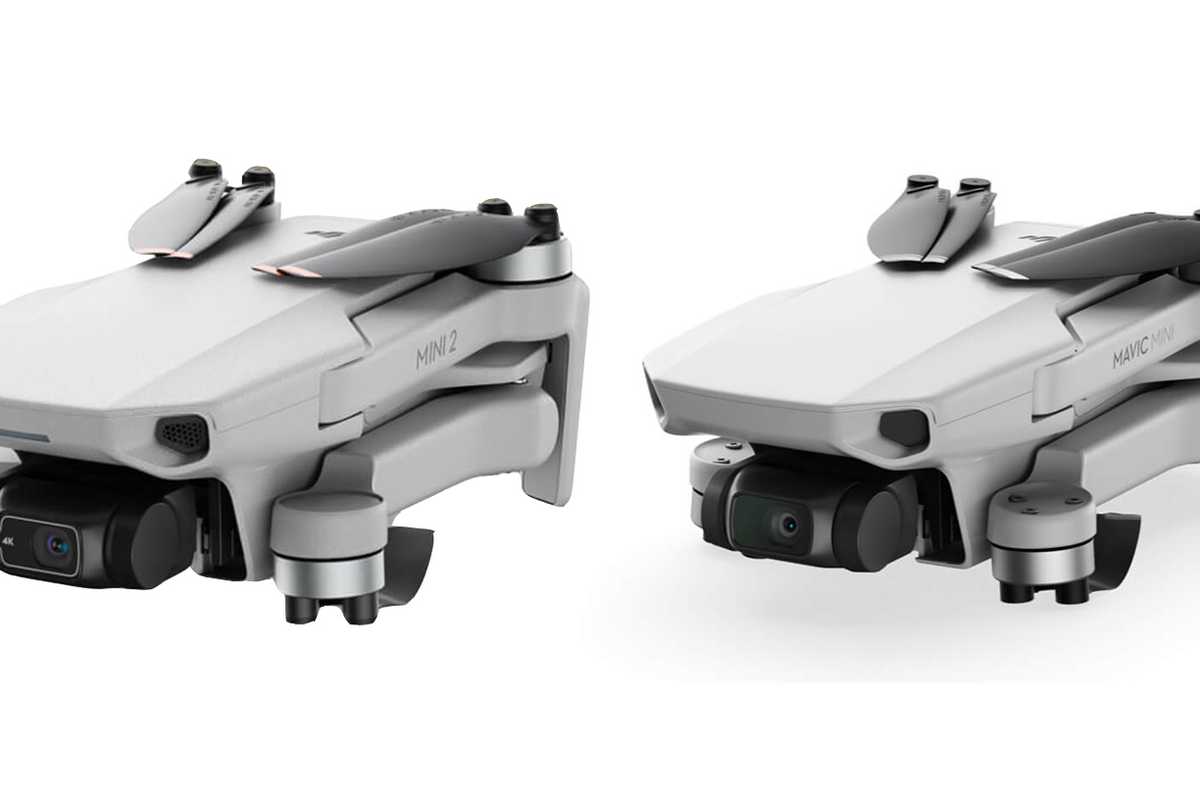 The new DJI Mini 2 (left) and year-old Mavic Mini