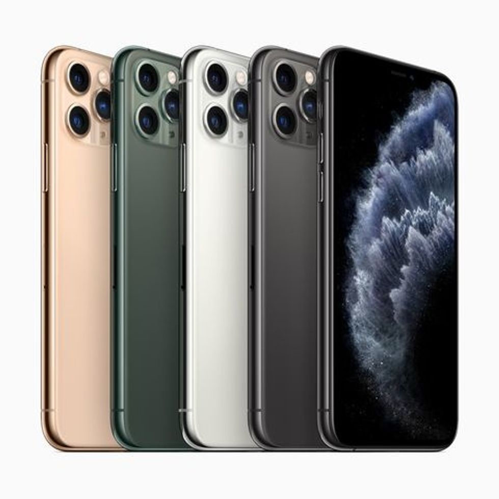 The new iPhone 11 lineup from Apple with smartphones in rose, green, white, gray and black