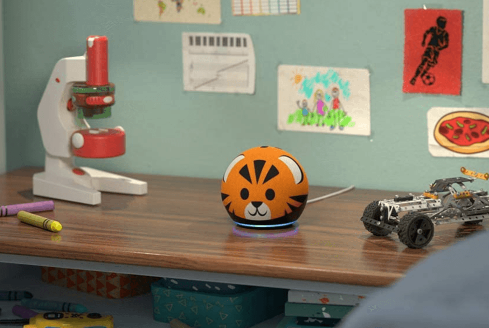 Tiger version the Amazon Echo Dot (4th Gen) Kids Edition