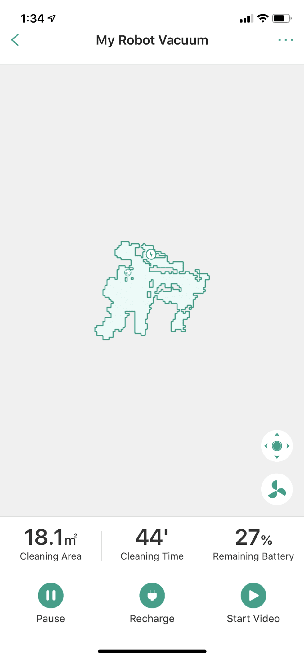 Trifo Max app showing vacuum's mapping of room