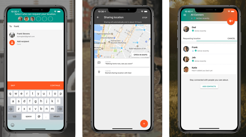 Trusted Contacts app