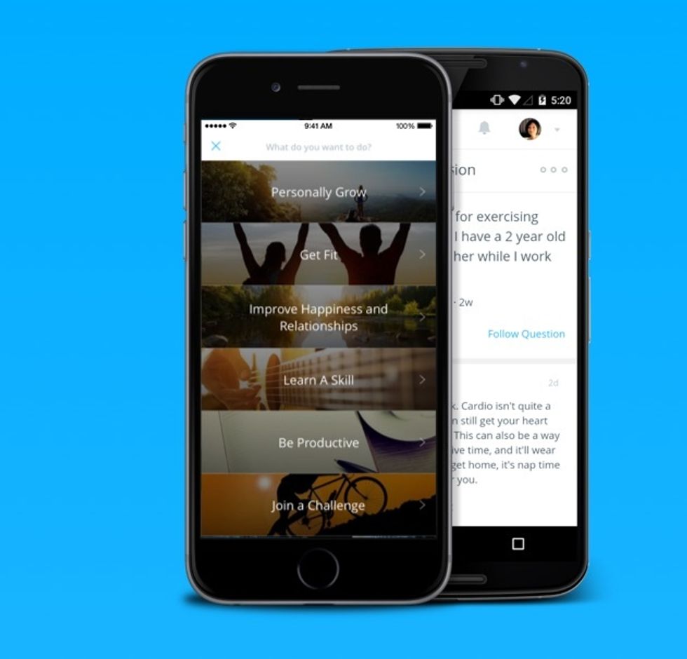 Two smartphones with Coach.me app on the screen