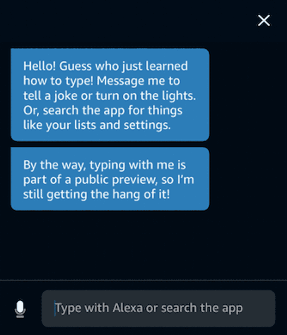 Type to Alexa in the app