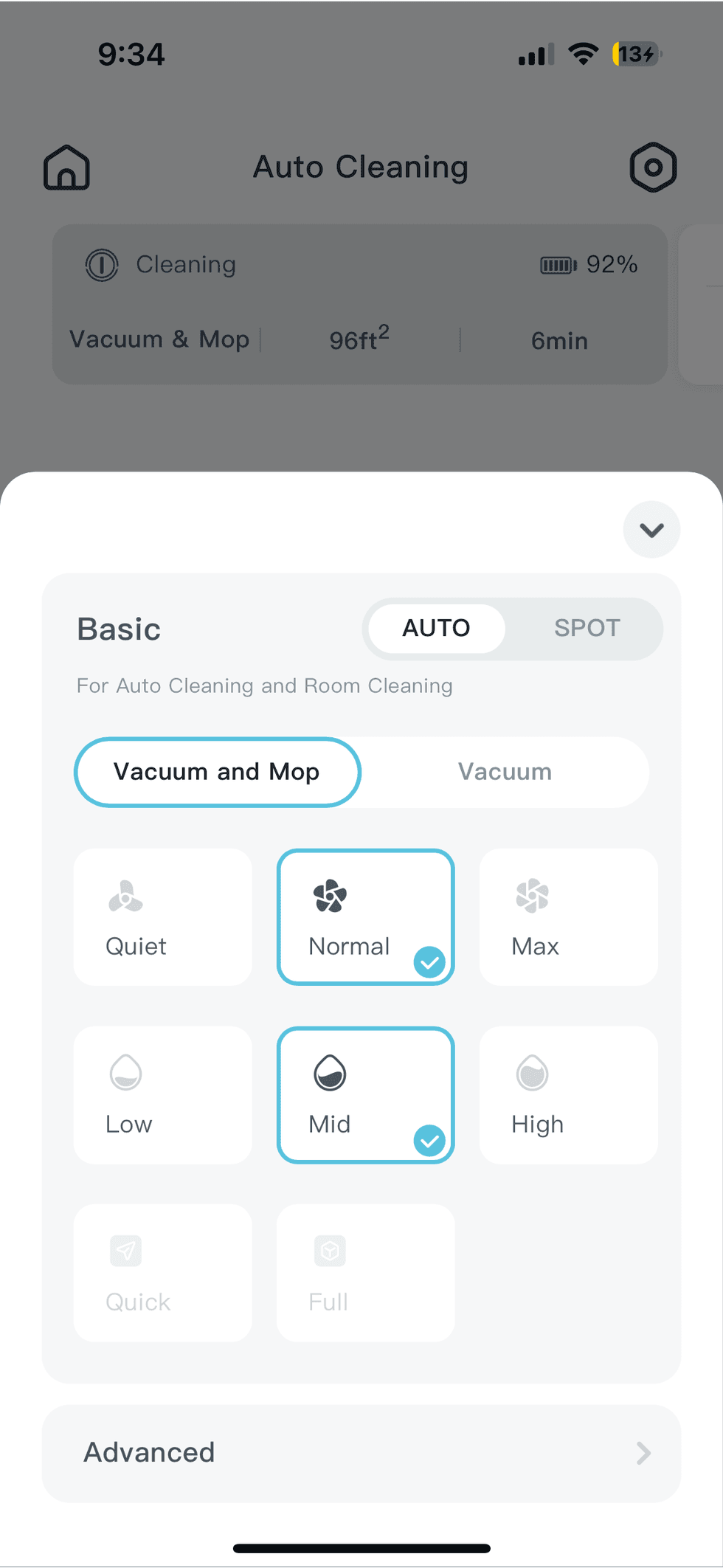 use yeedi app to set cleaning settings