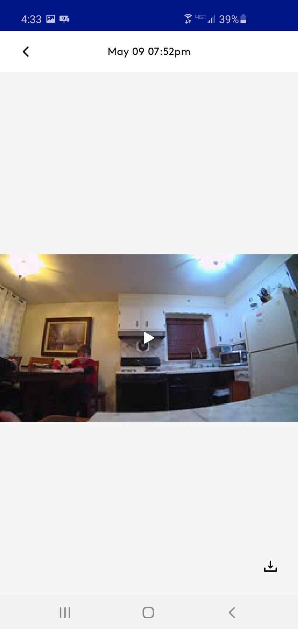 video from blue by adt app from indoor camera in a kitchen.
