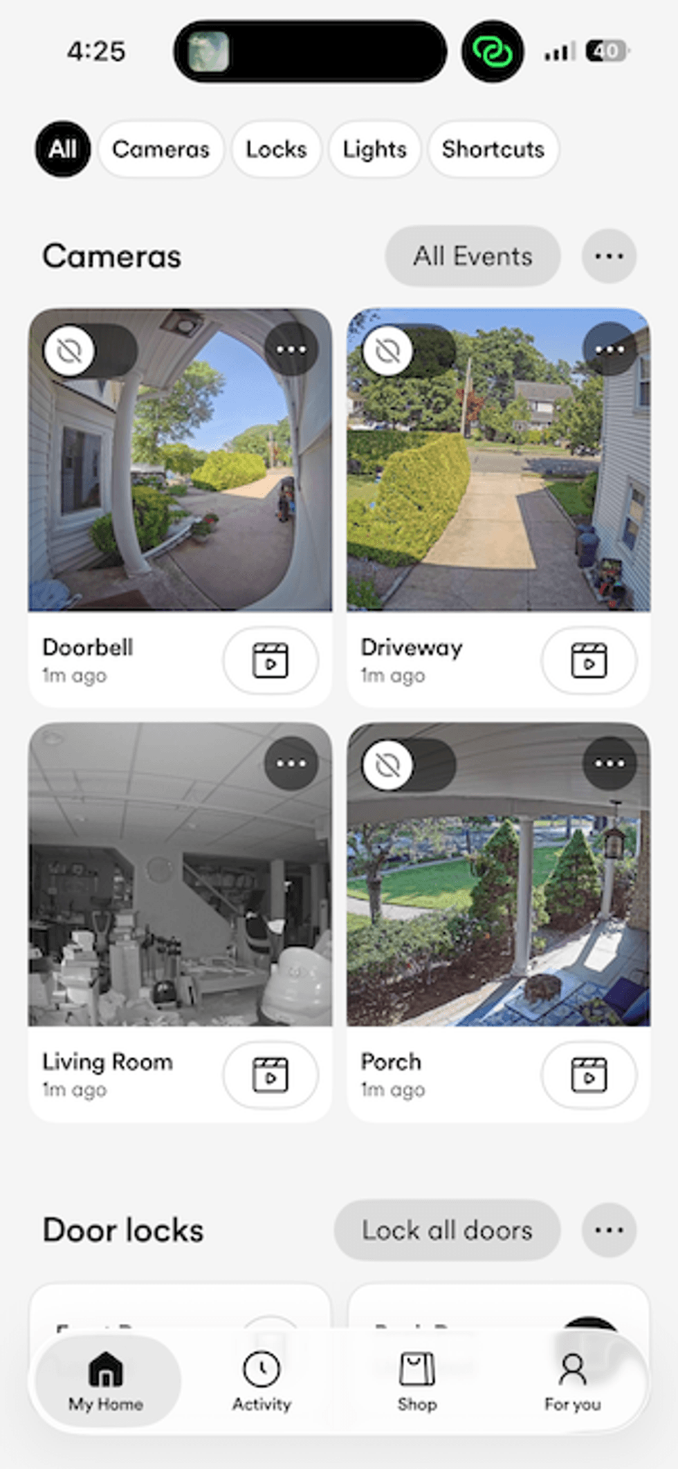 Vivint App's Home Screen