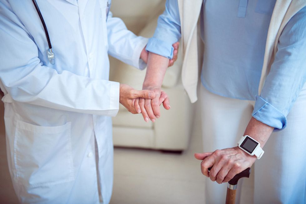 Wearables that keep accurate step counts, worn by a patient featured here, may be a useful medical tool in hospitals