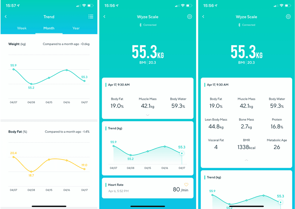 Wyze app with Scale health data
