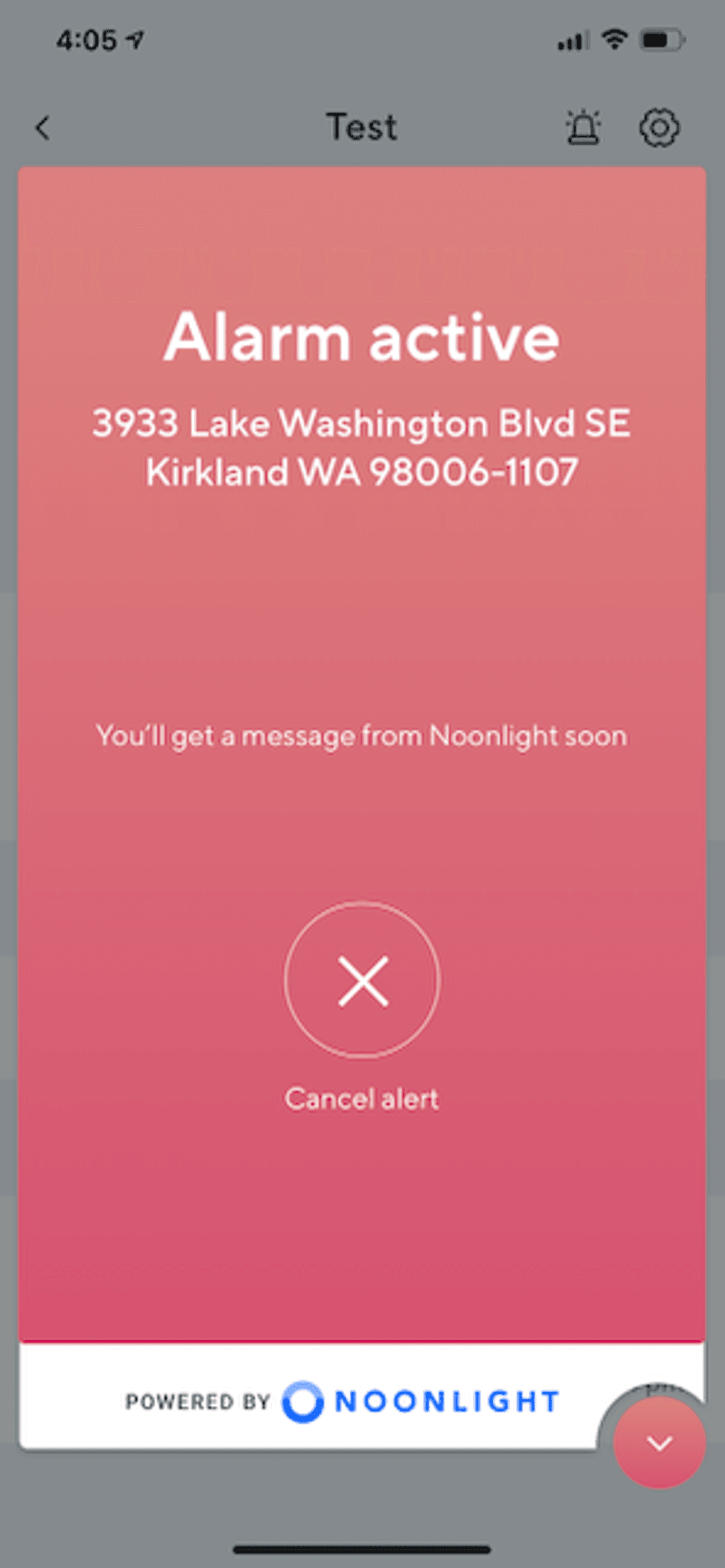 Wyze Cam app with Noonlight alert