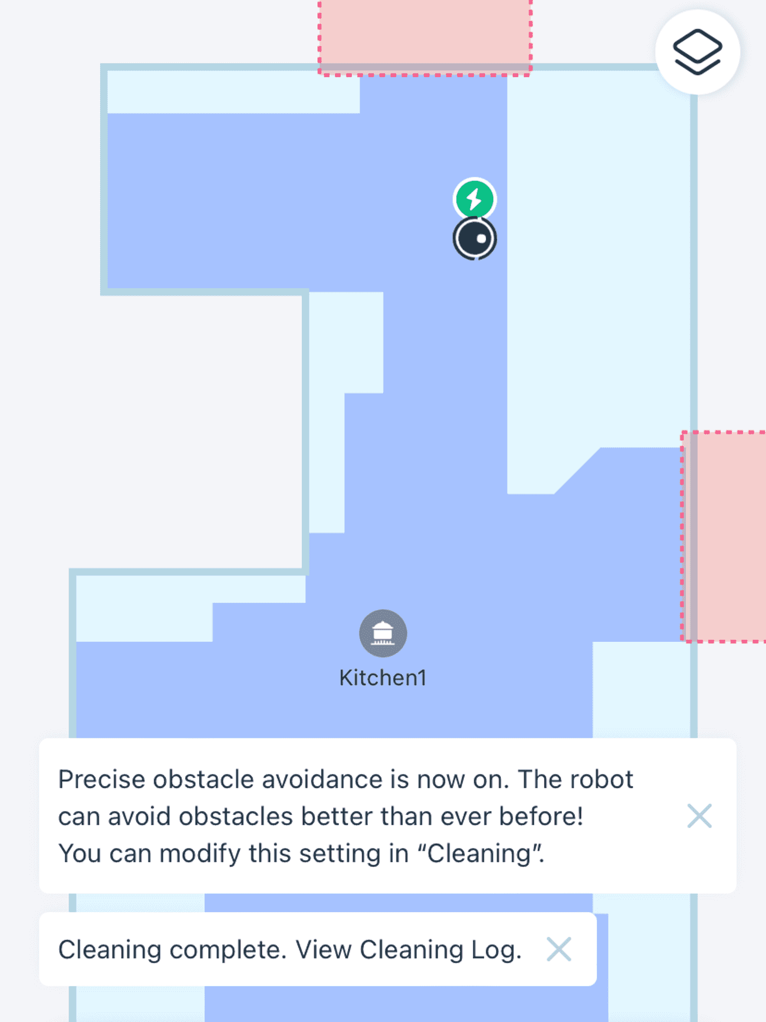 Yeedi app showing how to setup obstacle avoidance while cleaning