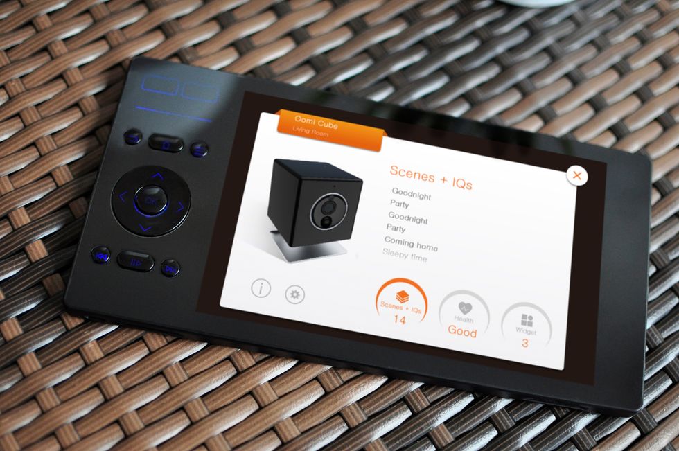 You operate Oomi through its controller, called the Touch, which has haptic feedback to help you control your system